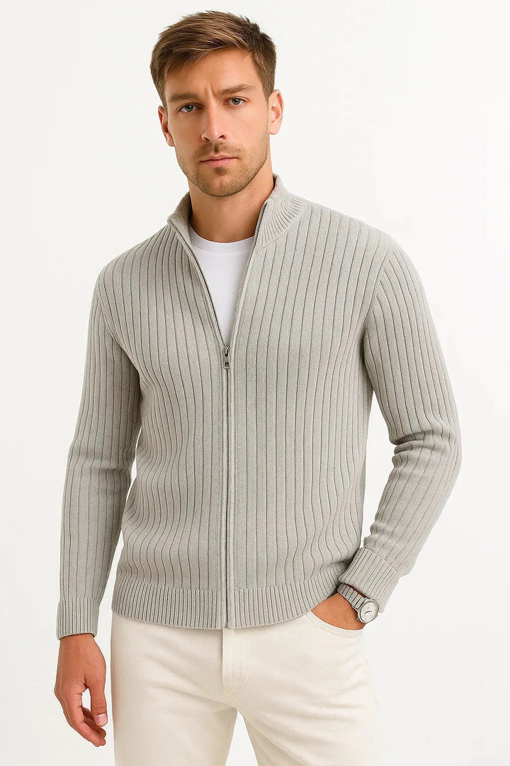 Cardigan Droit à Col Montant – Gris