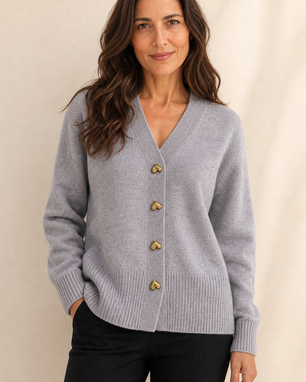 Cardigan élégant à boutons cœur