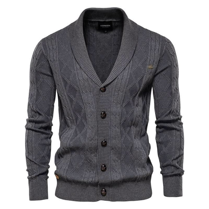 Cardigan Élégant à Col Châle – Gris
