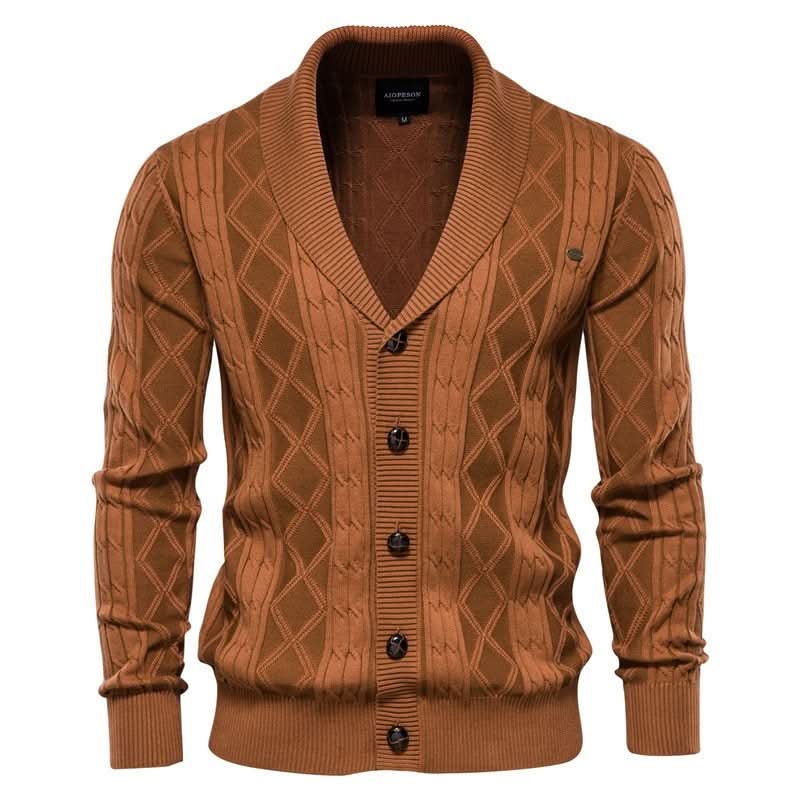 Cardigan Élégant à Col Châle – Marron
