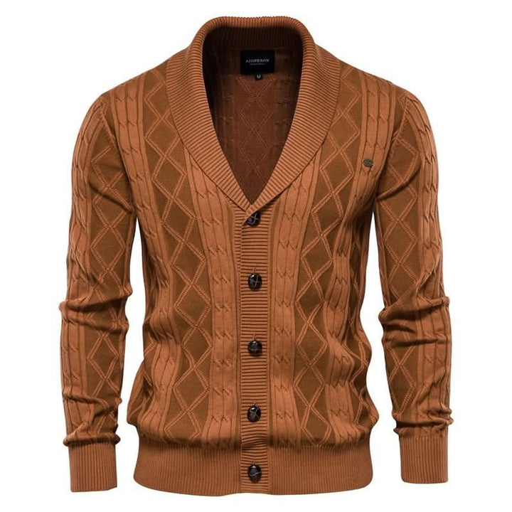Cardigan Élégant à Col Châle – Marron