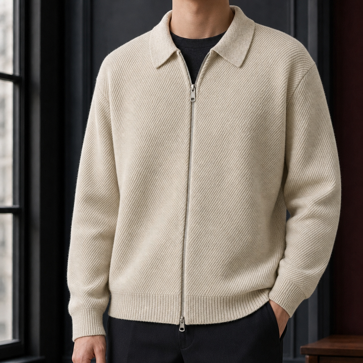 Cardigan Homme à Col Chemise – Abricot