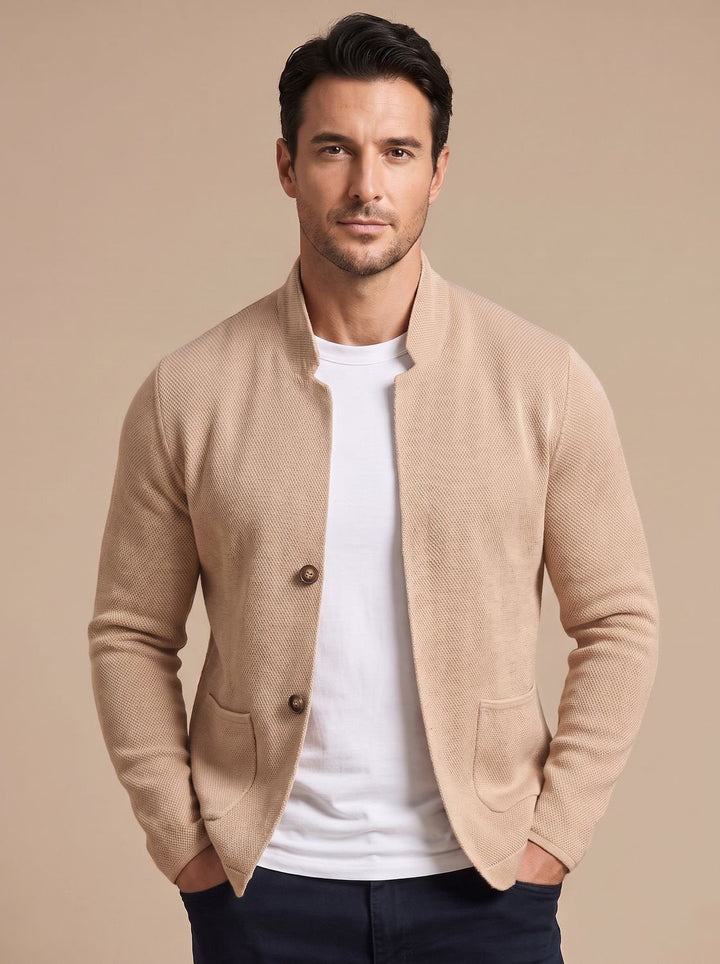 Cardigan Homme Col Montant – Beige