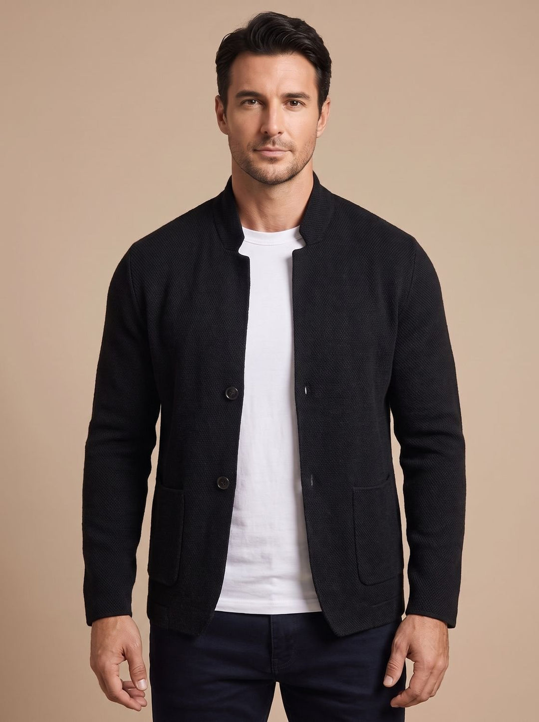 Cardigan Homme Col Montant – Noir
