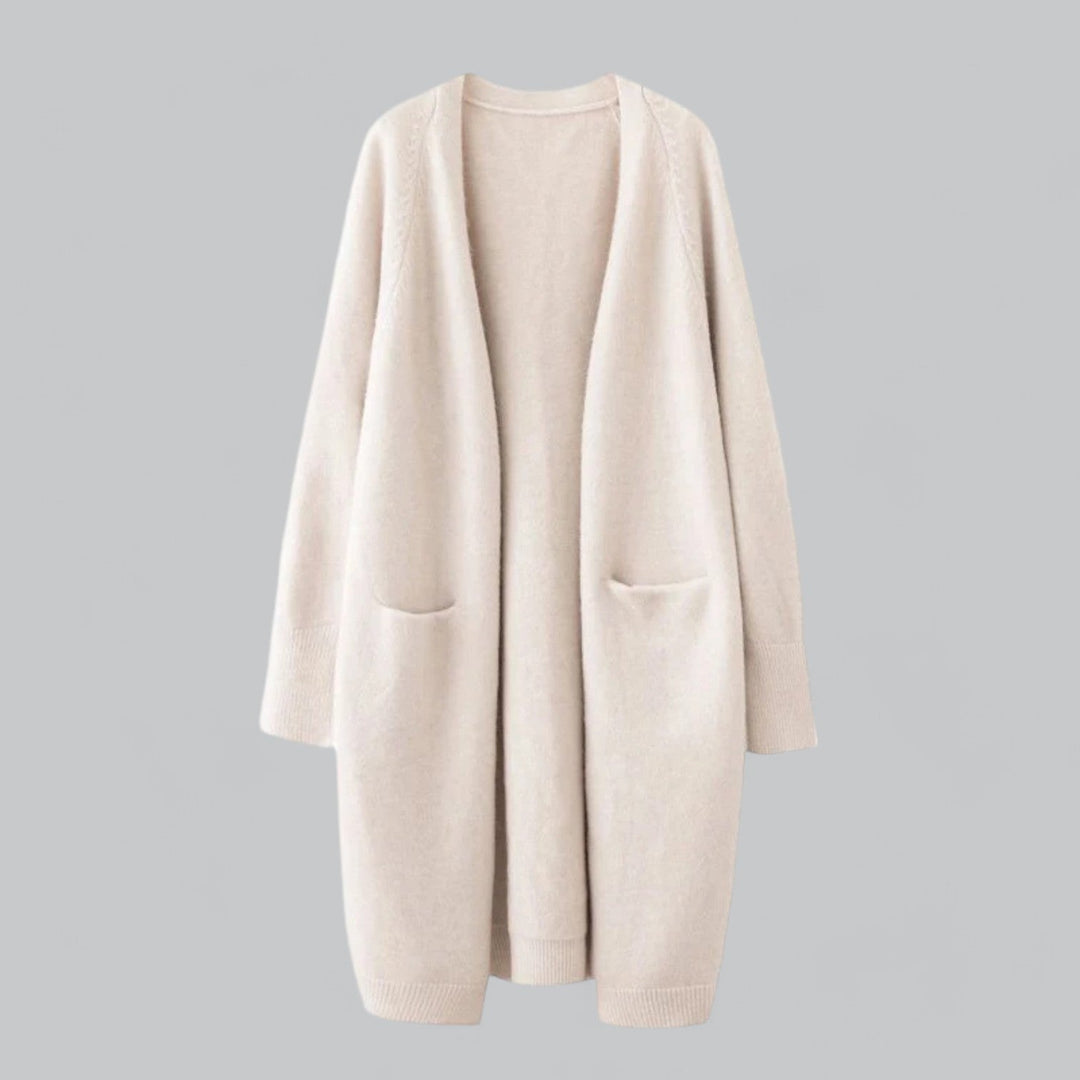 Cardigan Long Coupe Ample – Beige