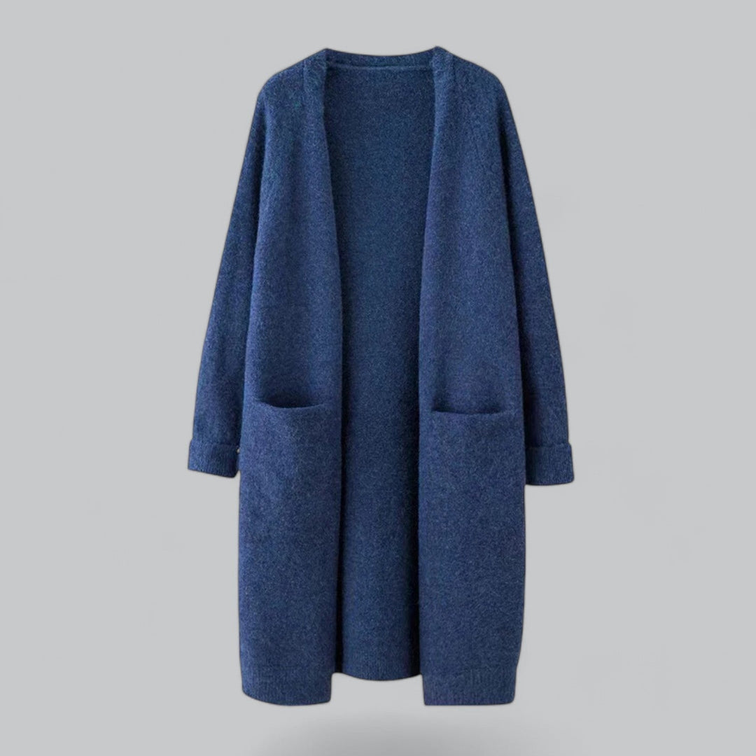 Cardigan Long Coupe Ample – Bleu Foncé