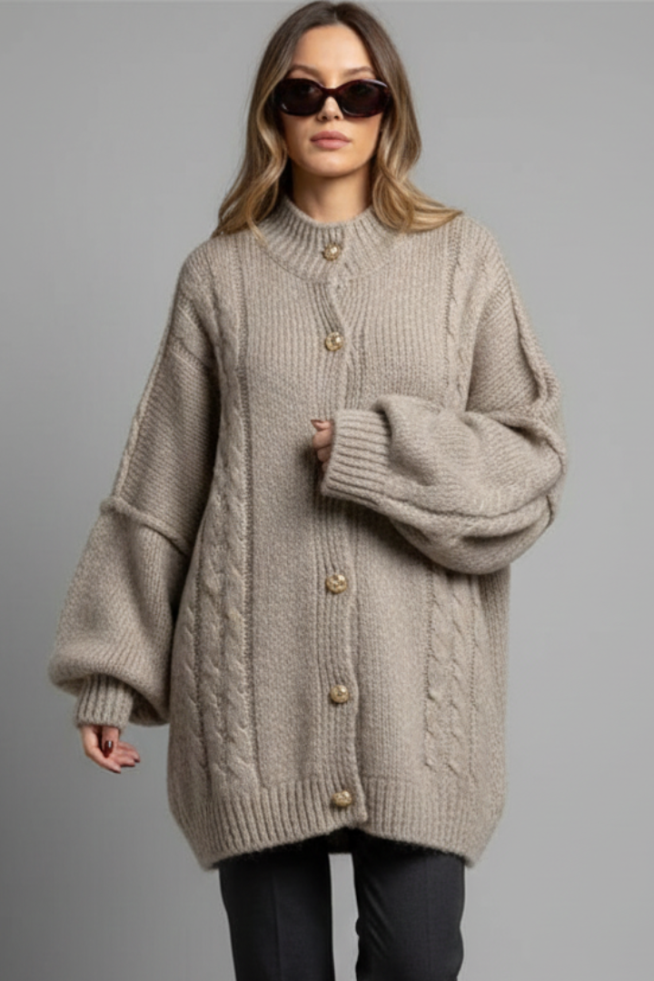 Cardigan oversize à col montant