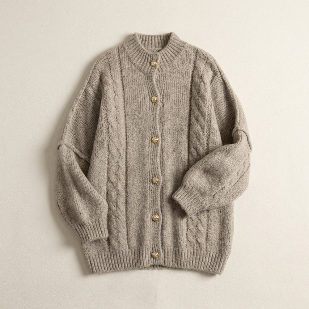 Cardigan oversize à col montant – Kaki
