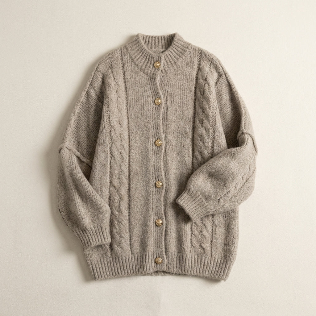 Cardigan oversize à col montant – Kaki