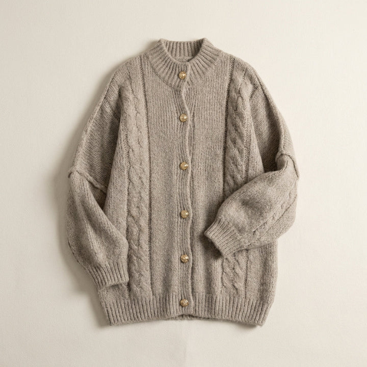 Cardigan oversize à col montant – Kaki