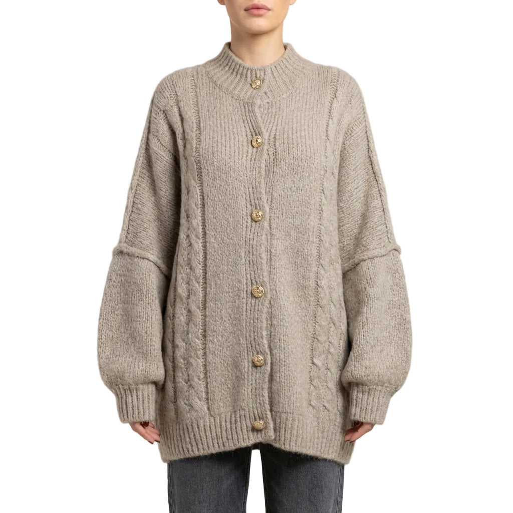 Cardigan oversize à col montant