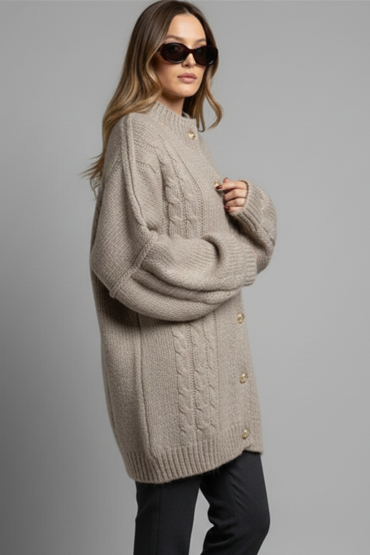 Cardigan oversize à col montant