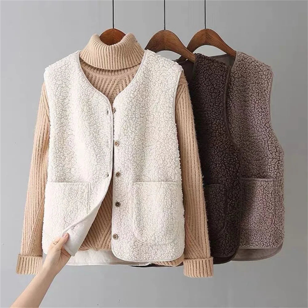 Cardigan sans Manches Douillet – Beige