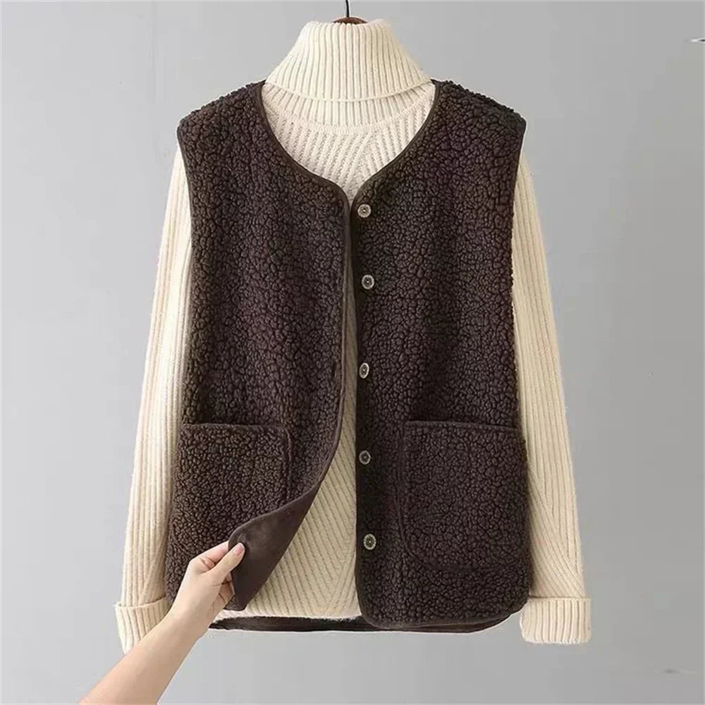 Cardigan sans Manches Douillet – Marron