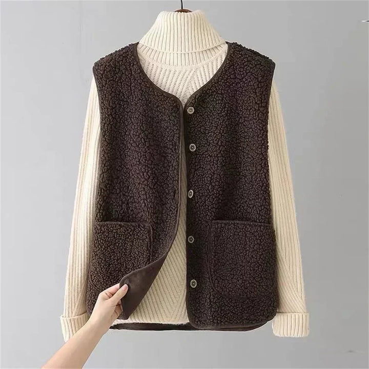 Cardigan sans Manches Douillet – Marron