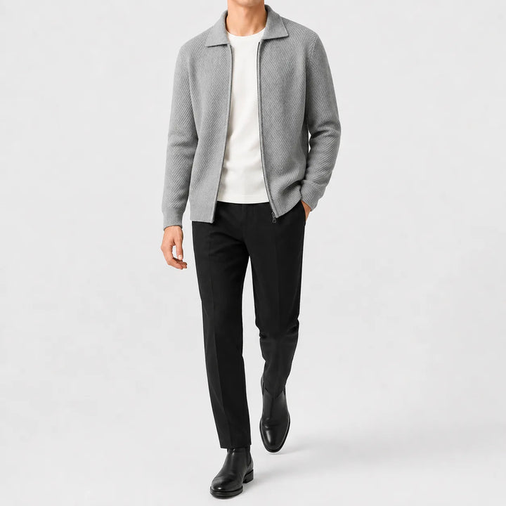 Cardigan Zippé à Col Chemise