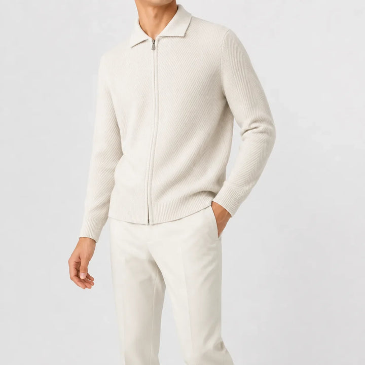 Cardigan Zippé à Col Chemise