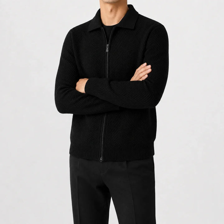 Cardigan Zippé à Col Chemise