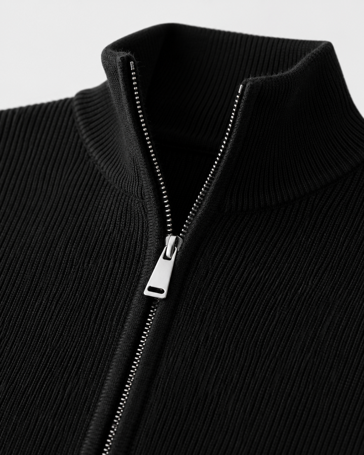 Cardigan Zippé à Col Montant