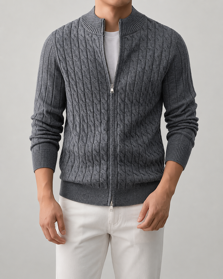 Cardigan Zippé et Structuré – Gris
