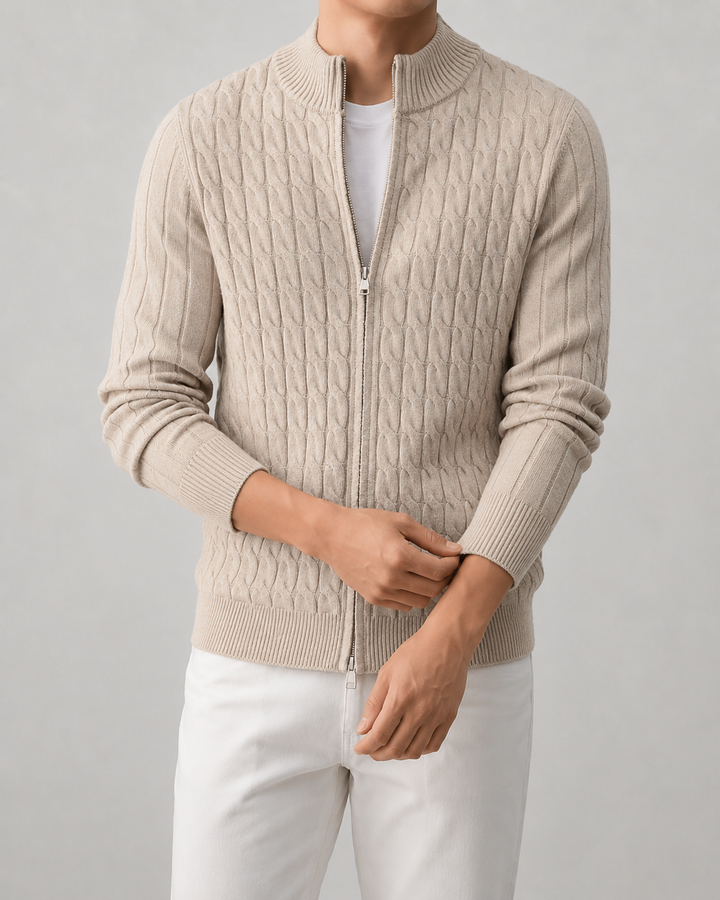 Cardigan Zippé et Structuré – Beige