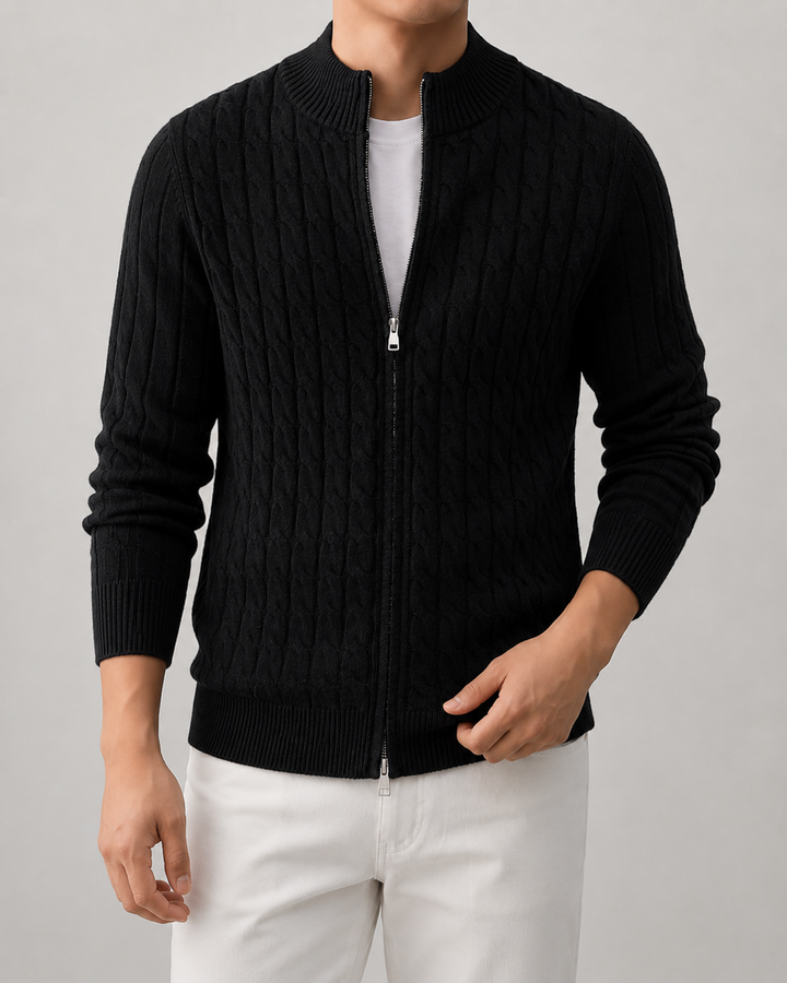 Cardigan Zippé et Structuré – Noir