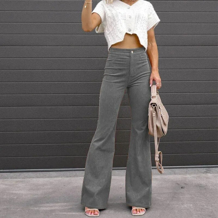 Edita | Pantalon Évasé en Velours avec Taille Haute pour Femmes