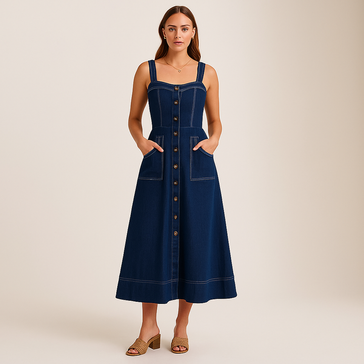 Robe Midi en Jean Bleu | Élégance Casual & Style Urbain