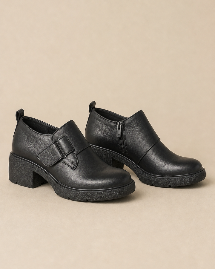 Chaussures à Talon Bloc et Boucle – Noir
