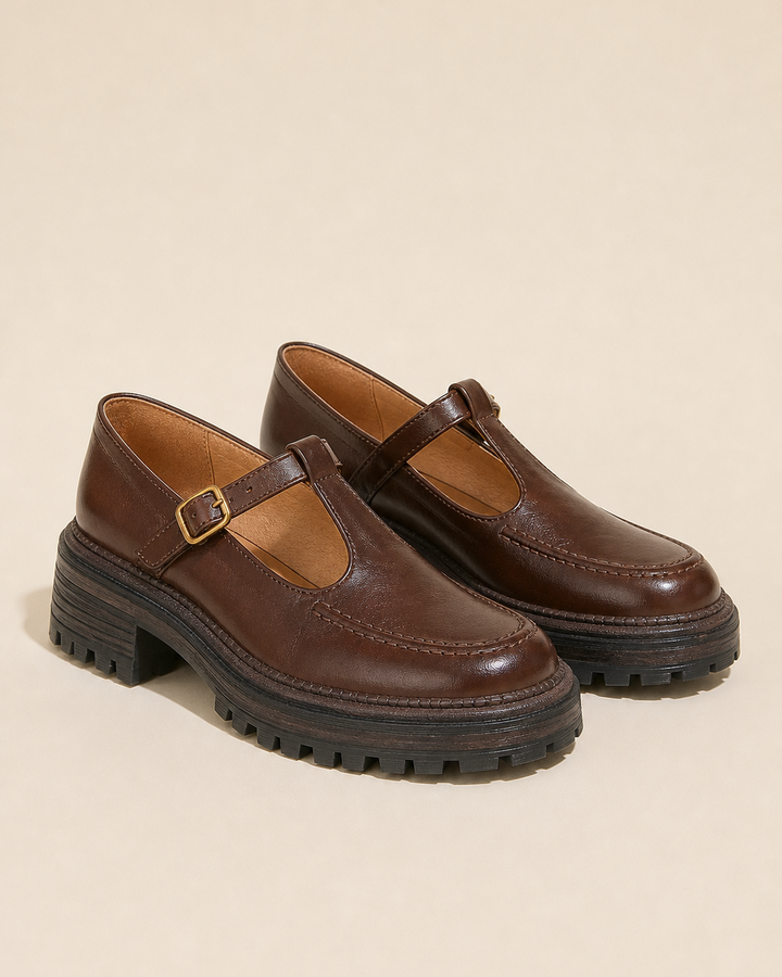 Chaussures Salomé à Semelle Épaisse – Marron