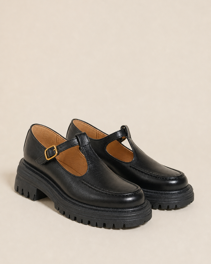 Chaussures Salomé à Semelle Épaisse – Noir