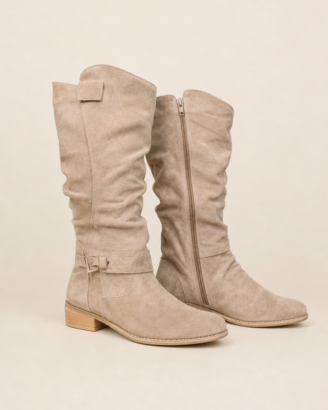 Bottes Mi-Mollet à Petit Talon – Abricot