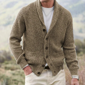 Cardigan Classique à Col Châle – Camel
