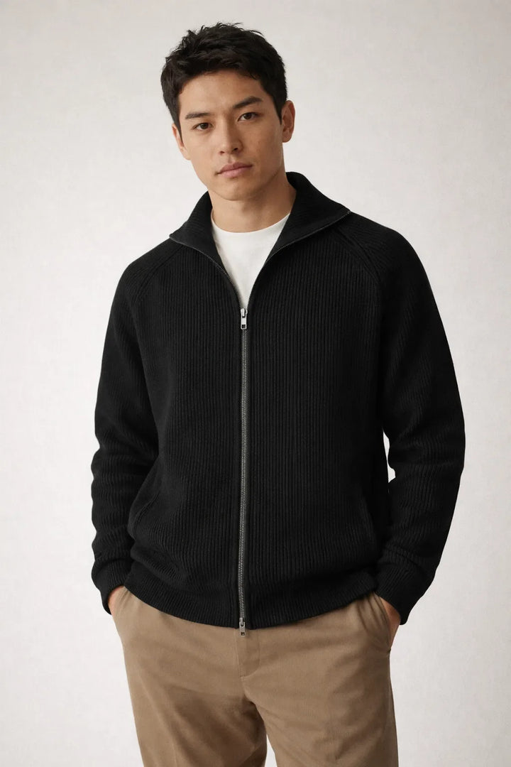 Cardigan Homme Zippé Col Montant