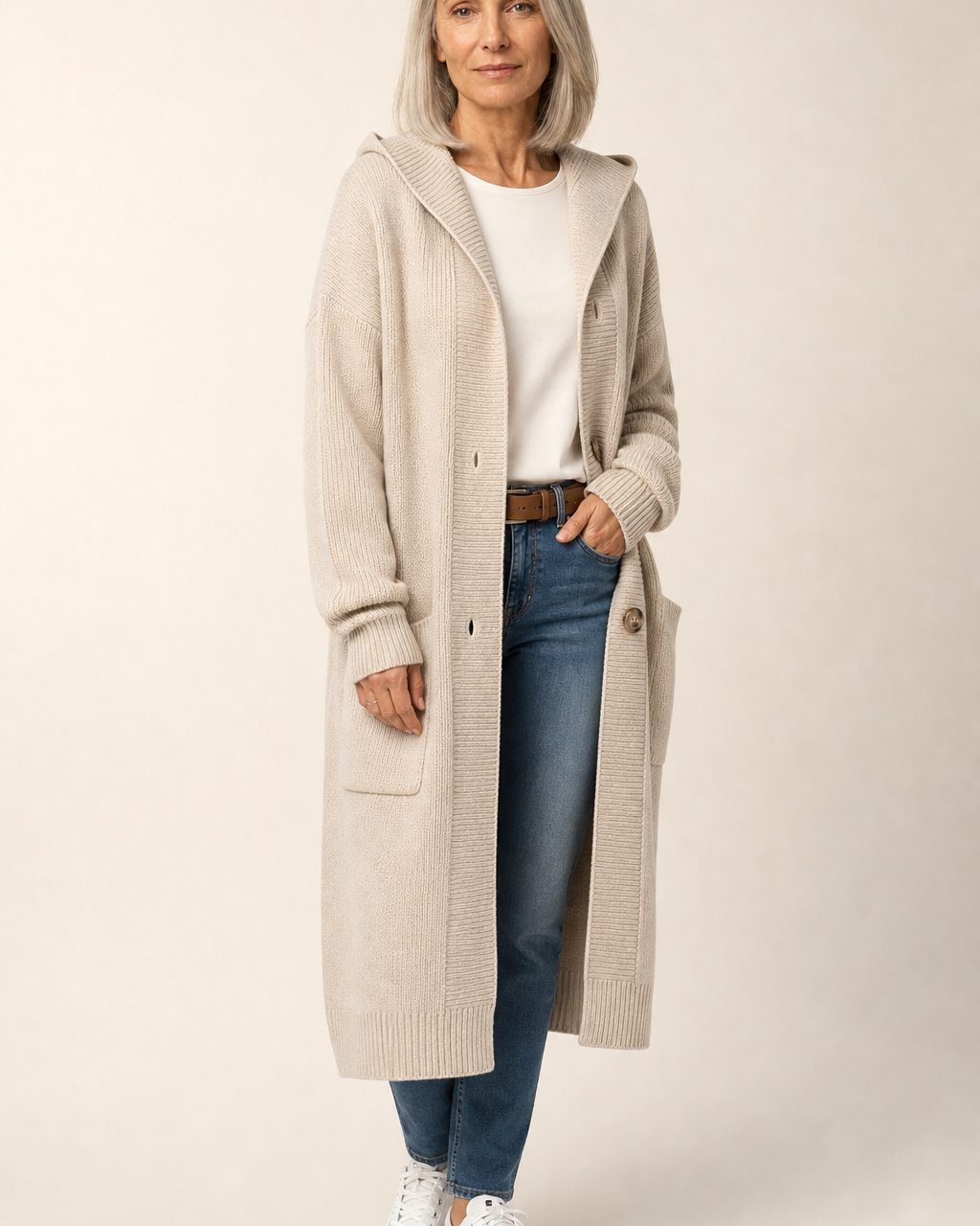 Cardigan long à capuche