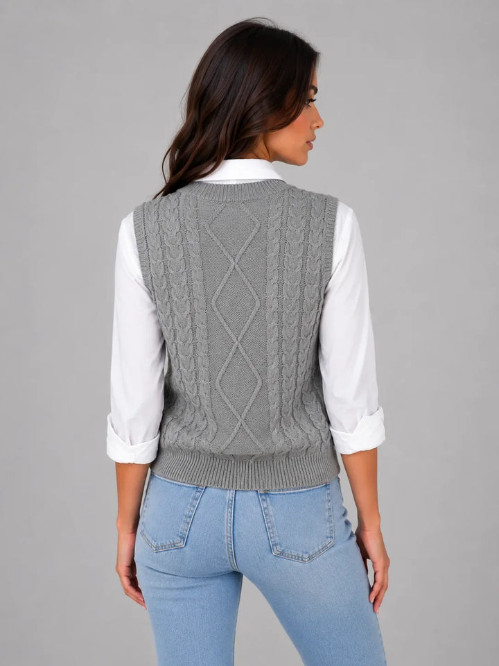 Cardigan sans Manches Torsadé