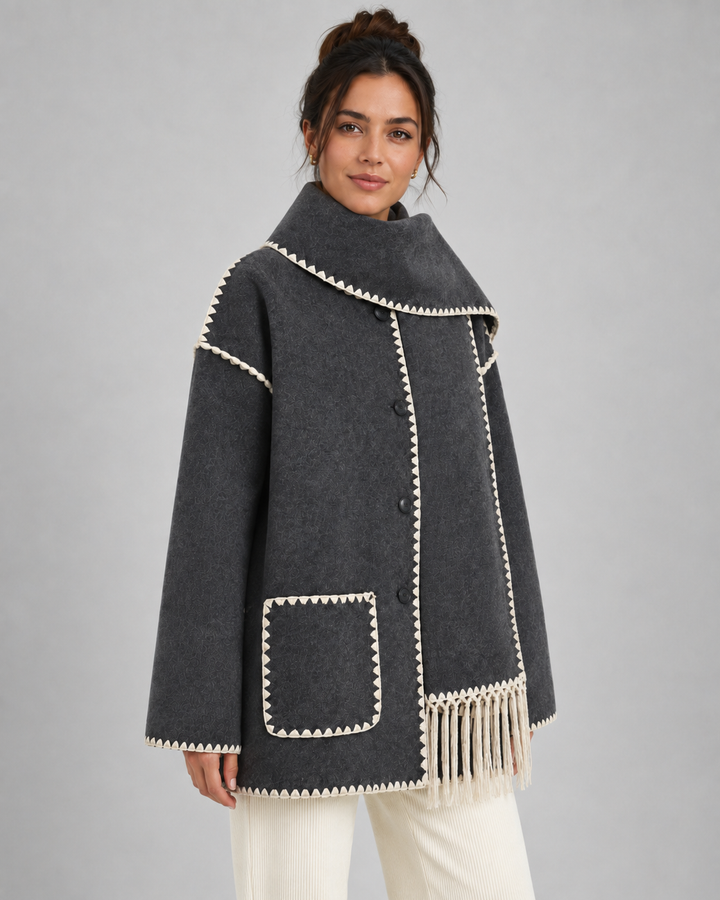 Manteau Ample avec Écharpe Intégrée