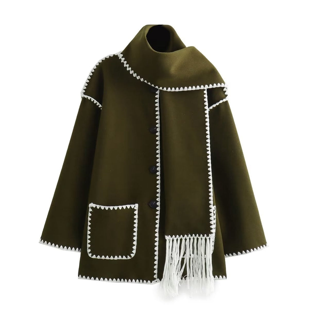 Manteau chic à bords contrastés – Vert