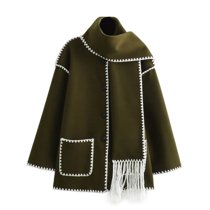 Manteau chic à bords contrastés – Vert