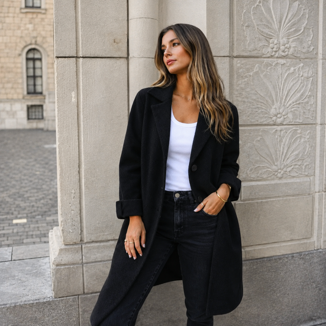 Manteau classique coupe droite – Noir