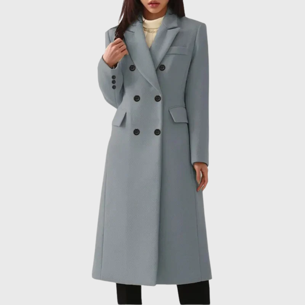 Manteau Long Croisé Cintré – Gris