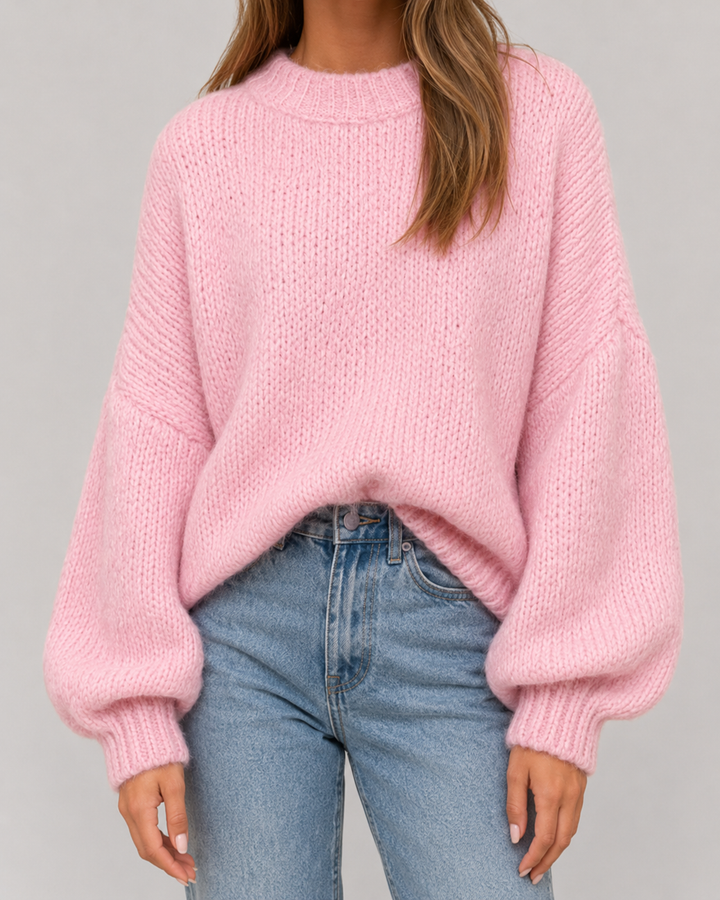 Pull Ample à Manches Ballon – Rose