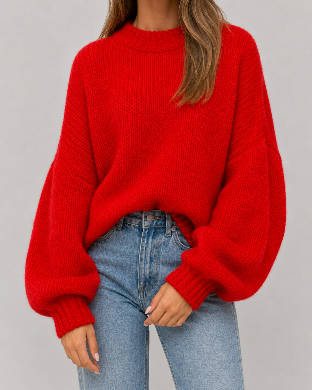 Pull Ample à Manches Ballon – Rouge