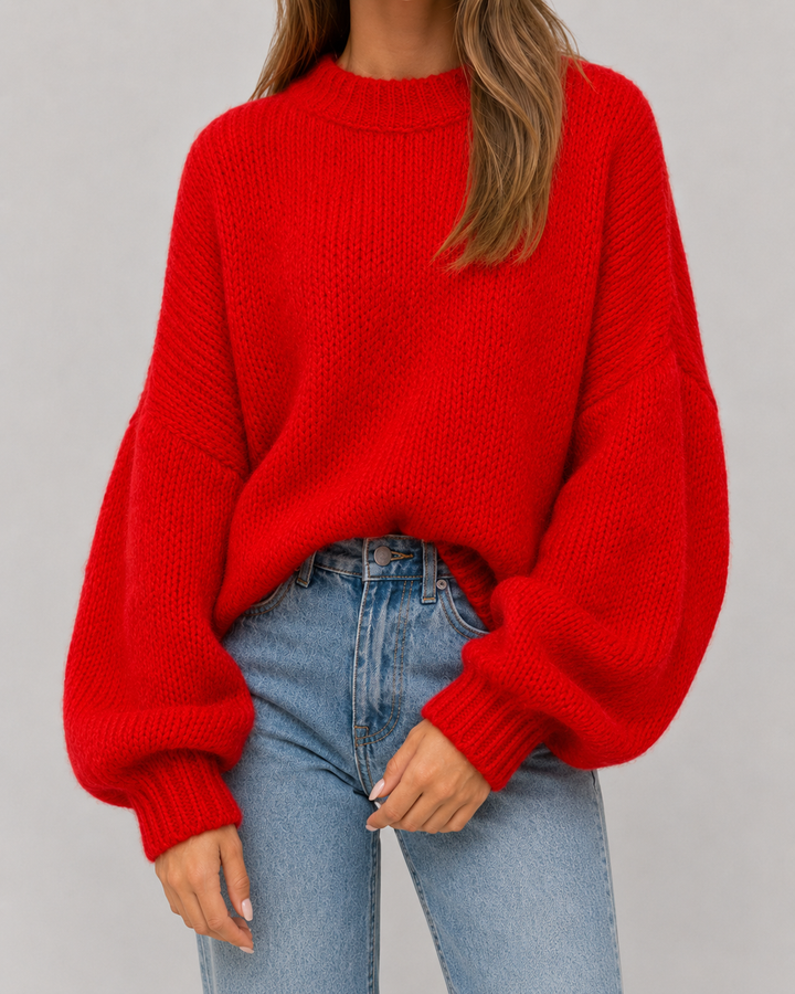 Pull Ample à Manches Ballon – Rouge