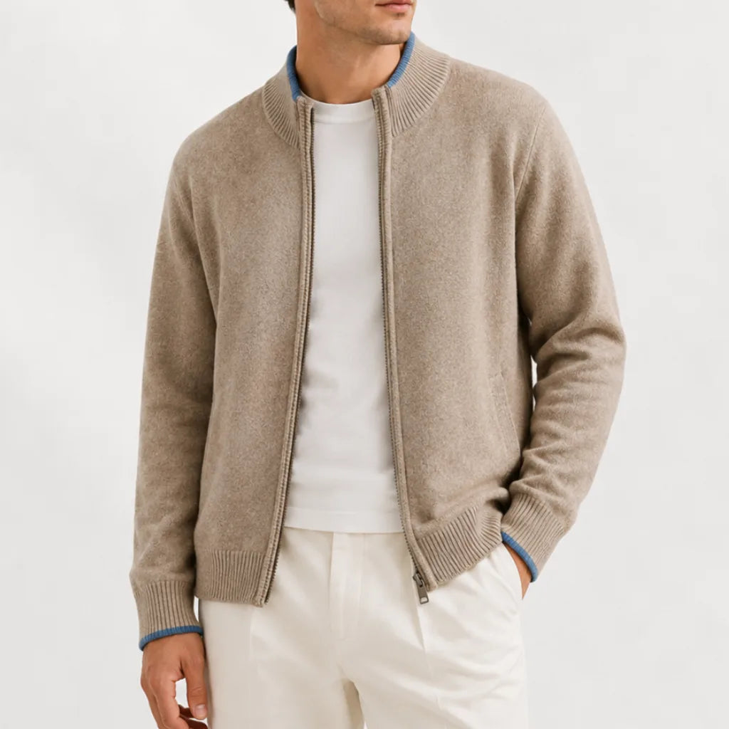 Pull Texturé à Col Montant – Beige