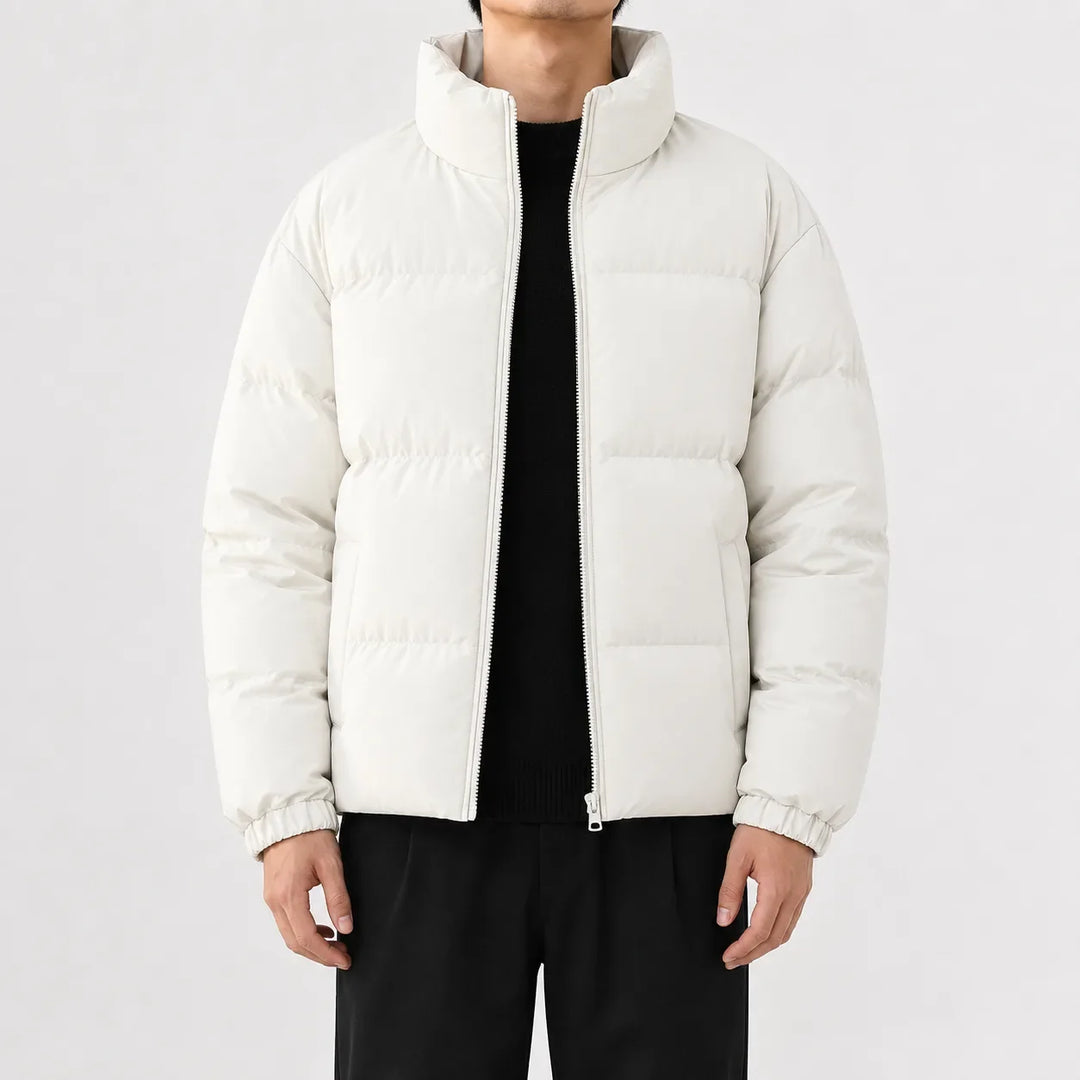 Veste Volumineuse à Col Montant – Blanc