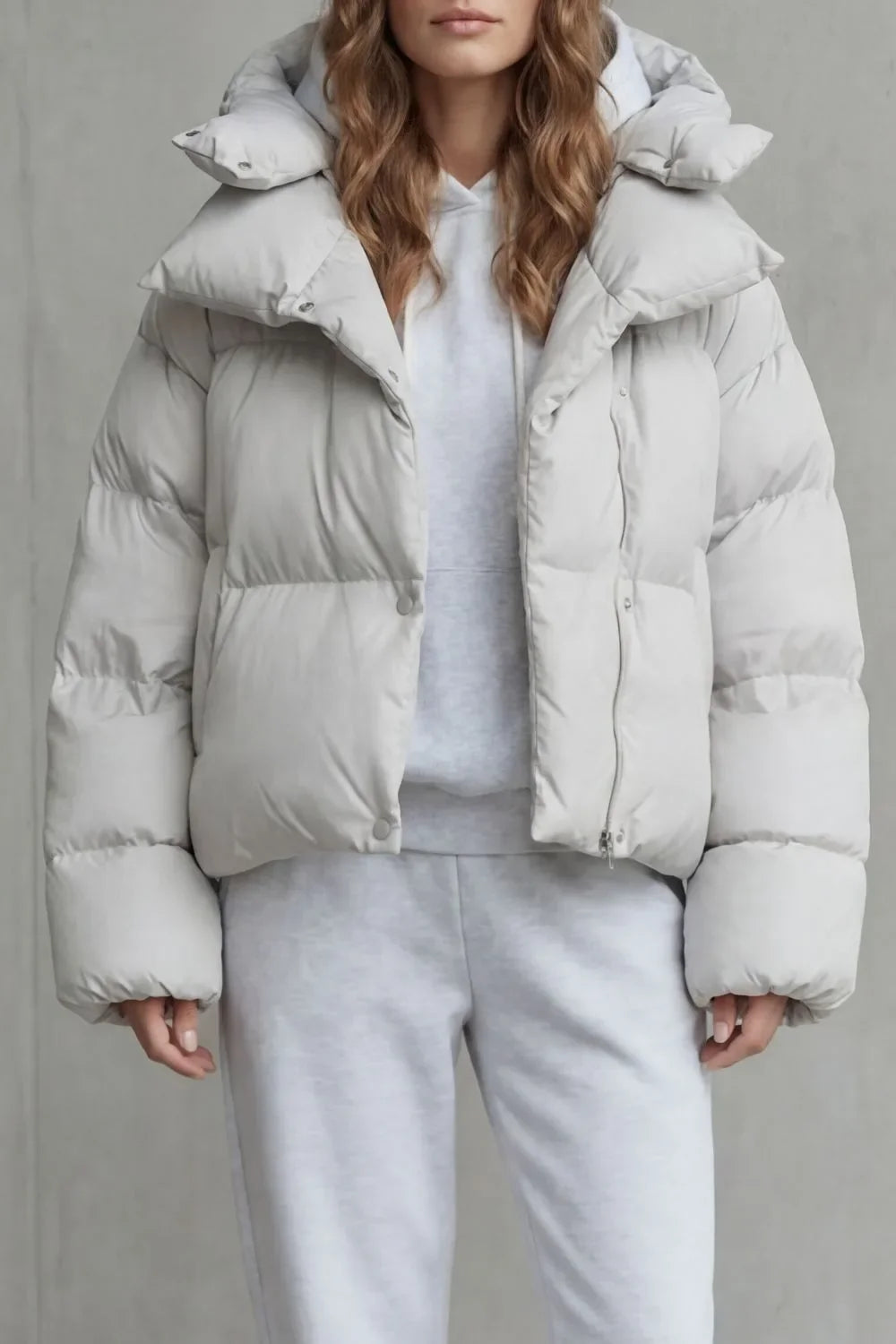 Veste Chaude à Capuche – Crème