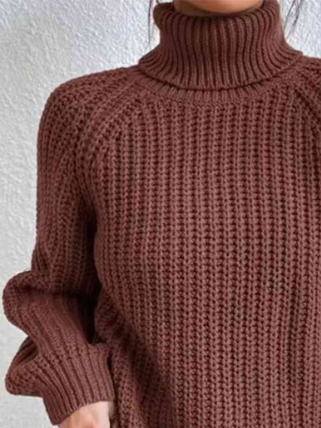 Pull Fendu À Col Roulé En Maille Côtelée Pour Femmes – Tricot Chic Automne/Hiver