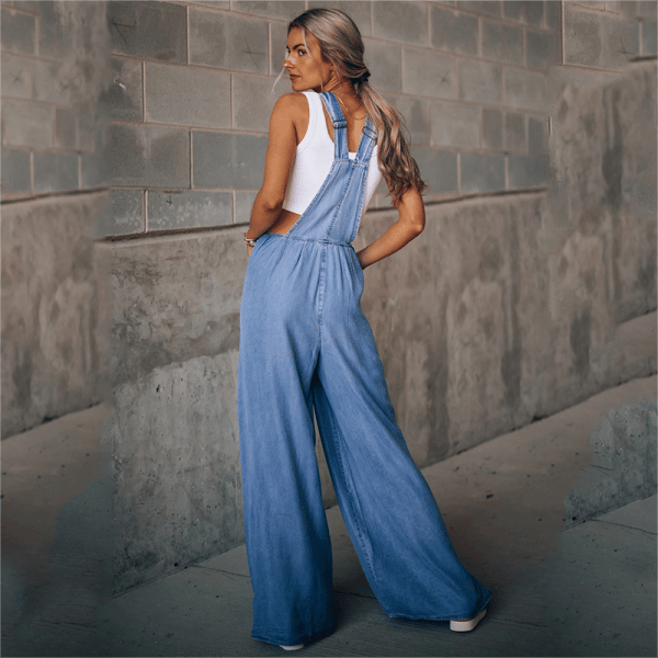 Alistair | Jumpsuit en Denim à Jambes Large avec Bretelles pour femmes