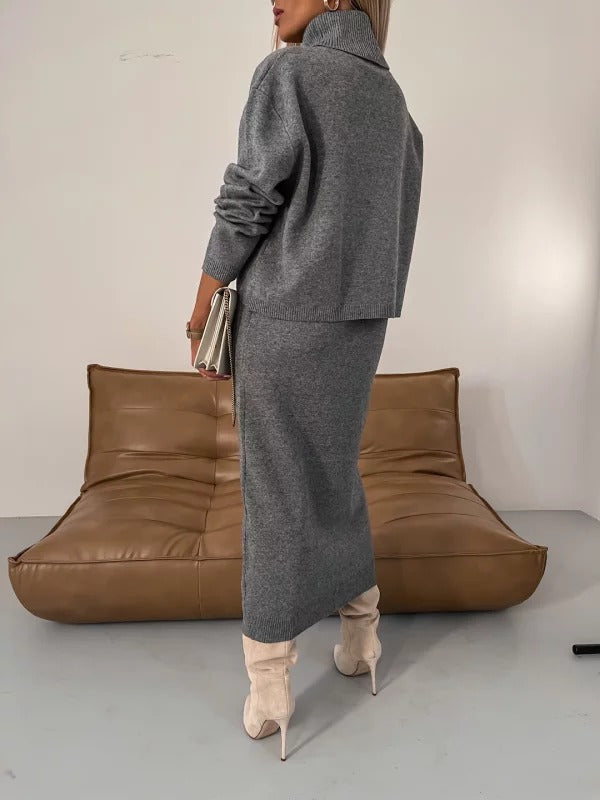 Ensemble Robe en Maille et Pull Court | Élégant et Confortable | Look Moderne